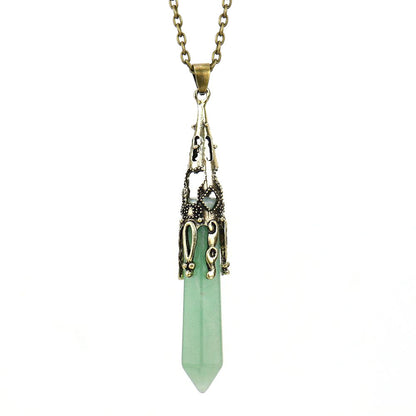 Casual Simple Style Hexagon Prism Crystal Agate Pendant Necklace Long Necklace In Bulk