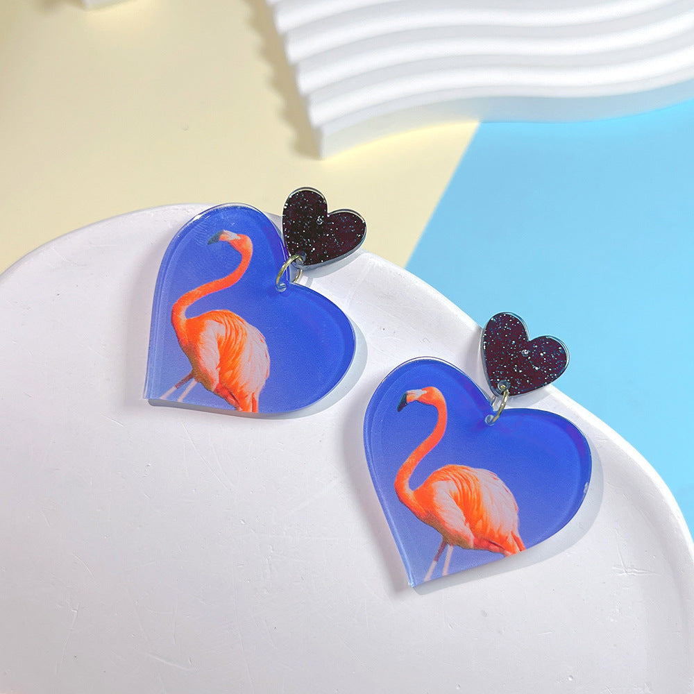 Ig Style Casual Animal Heart Shape Arylic Printing Women's Earrings