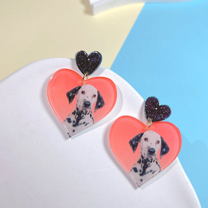 Ig Style Casual Animal Heart Shape Arylic Printing Women's Earrings