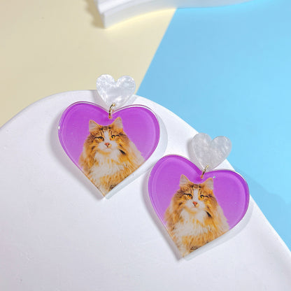 Ig Style Casual Animal Heart Shape Arylic Printing Women's Earrings