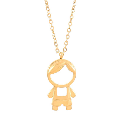 Stainless Steel Titanium Steel 18K Gold Plated Cute Plating Inlay Cartoon Character Artificial Diamond Pendant Necklace