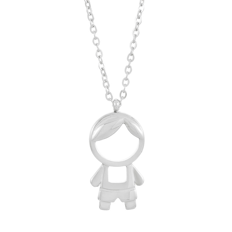 Stainless Steel Titanium Steel 18K Gold Plated Cute Plating Inlay Cartoon Character Artificial Diamond Pendant Necklace