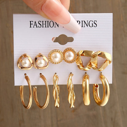 1 Set Elegant Lady Geometric Plating Alloy Earrings