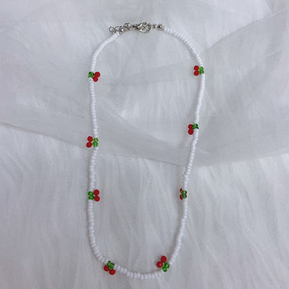 Cute Cherry Glass Beaded Women's Necklace