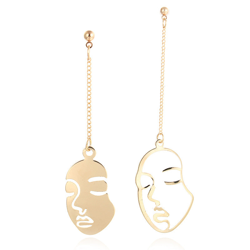 Elegant Glam Human Face Alloy Plating Hollow Out Women's Drop Earrings