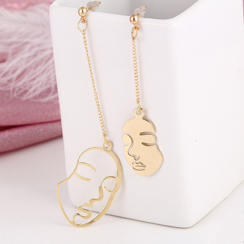 Elegant Glam Human Face Alloy Plating Hollow Out Women's Drop Earrings