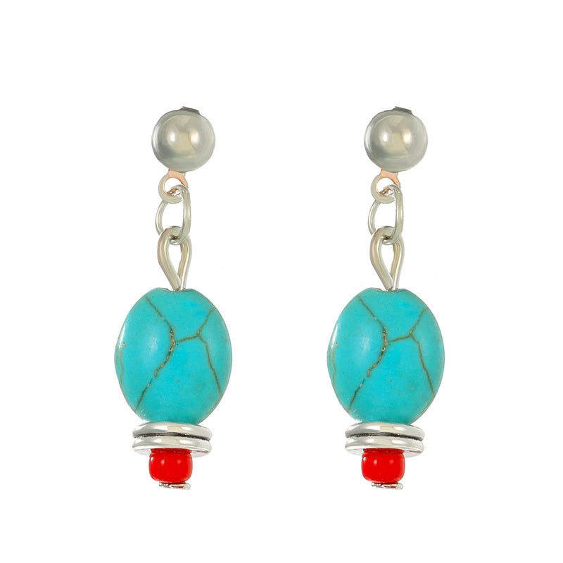 Vintage Style Geometric Alloy Metal Brass Plating Inlay Artificial Pearls Turquoise Zircon 18k Gold Plated Gold Plated Silver Plated Women's Drop Earrings