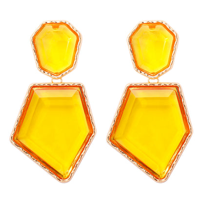 1 Pair Artistic Irregular Pentagon Inlay Alloy Resin Drop Earrings