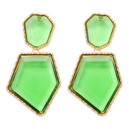 1 Pair Artistic Irregular Pentagon Inlay Alloy Resin Drop Earrings