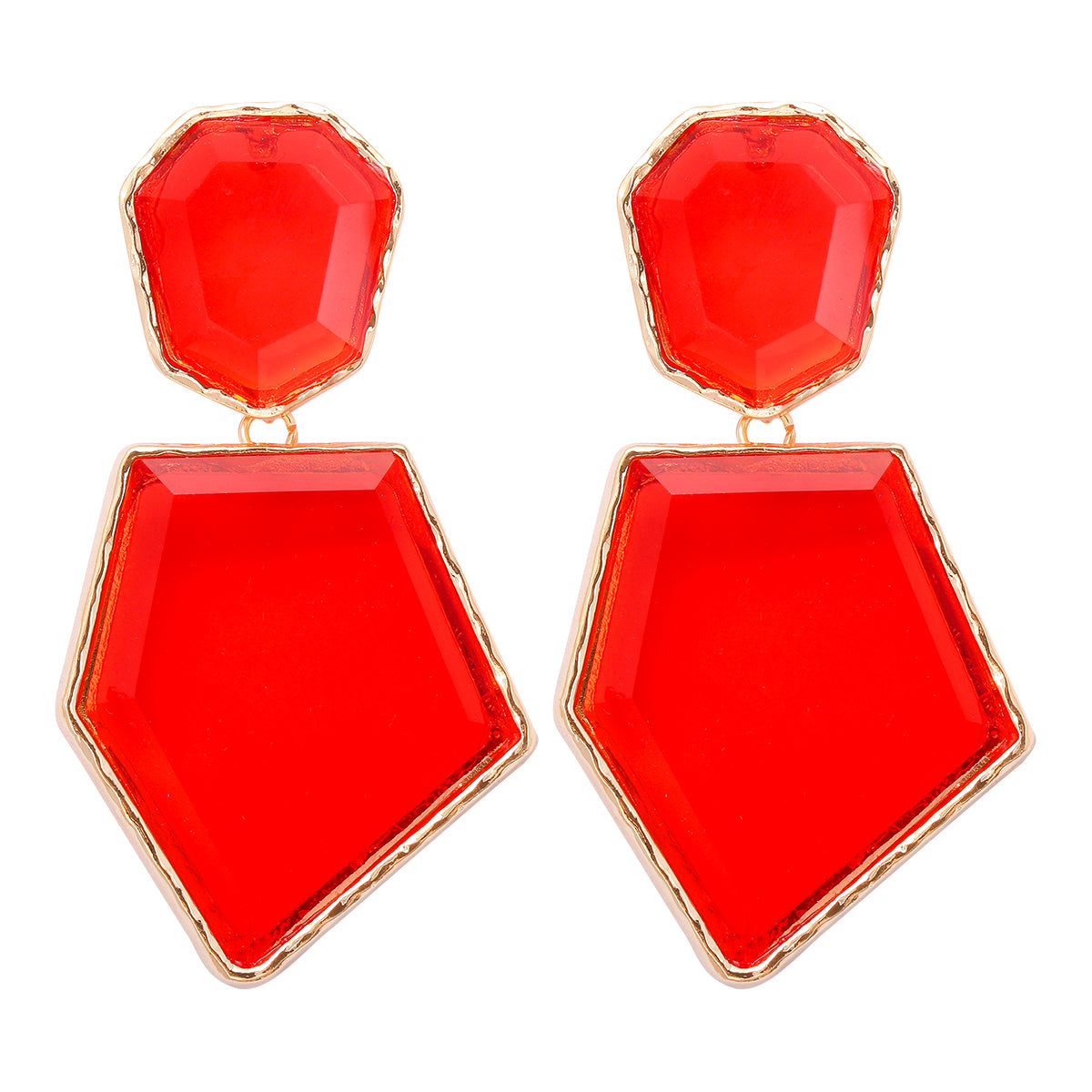 1 Pair Artistic Irregular Pentagon Inlay Alloy Resin Drop Earrings