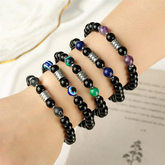 Ethnic Style Geometric Stainless Steel Natural Stone Beaded Bracelets