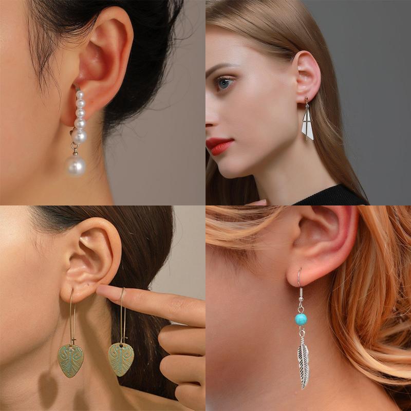 Vintage Style Geometric Alloy Metal Brass Plating Inlay Artificial Pearls Turquoise Zircon 18k Gold Plated Gold Plated Silver Plated Women's Drop Earrings