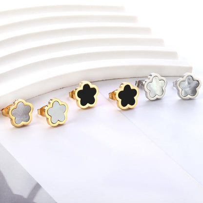 1 Pair Simple Style Flower Plating Stainless Steel Gold Plated Ear Studs