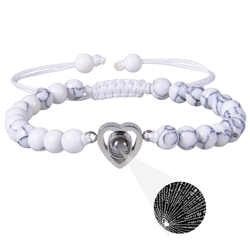 Romantic Heart Shape Natural Stone Handmade Drawstring Bracelets