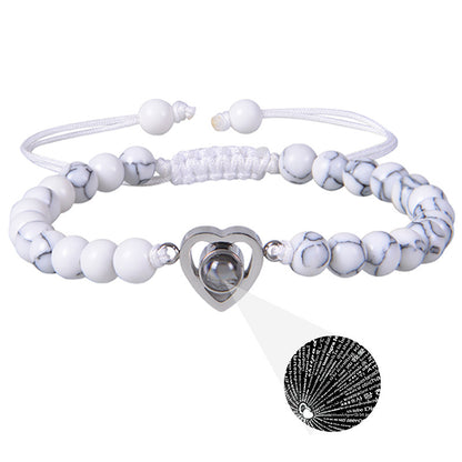 Romantic Heart Shape Natural Stone Handmade Drawstring Bracelets