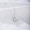 Wholesale Elegant Square Sterling Silver Inlay Zircon Pendant Necklace