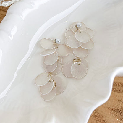 1 Pair Simple Style Round Irregular Shell Drop Earrings