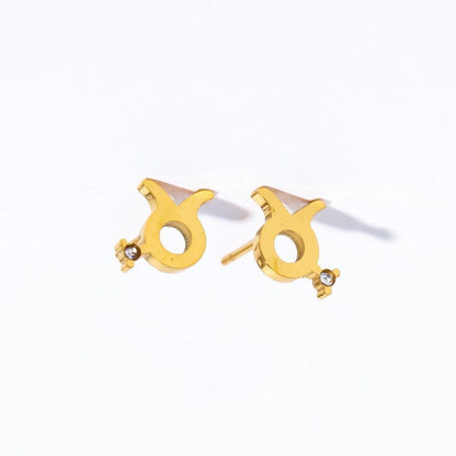 1 Pair Casual Simple Style Constellation Plating Inlay Stainless Steel Zircon 18k Gold Plated Ear Studs