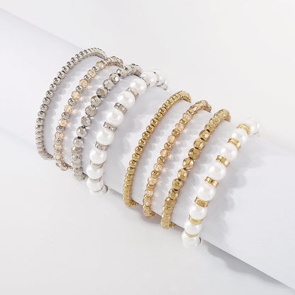 Ig Style Geometric Ccb Imitation Pearl Alloy Beaded Women's Bracelets