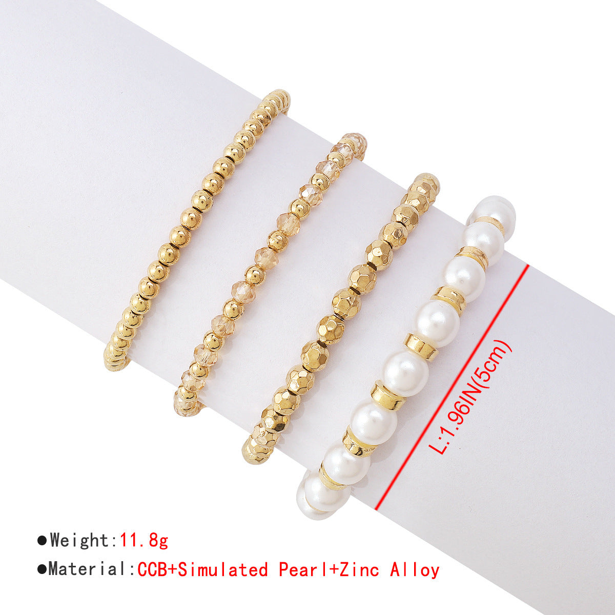 Ig Style Geometric Ccb Imitation Pearl Alloy Beaded Women's Bracelets