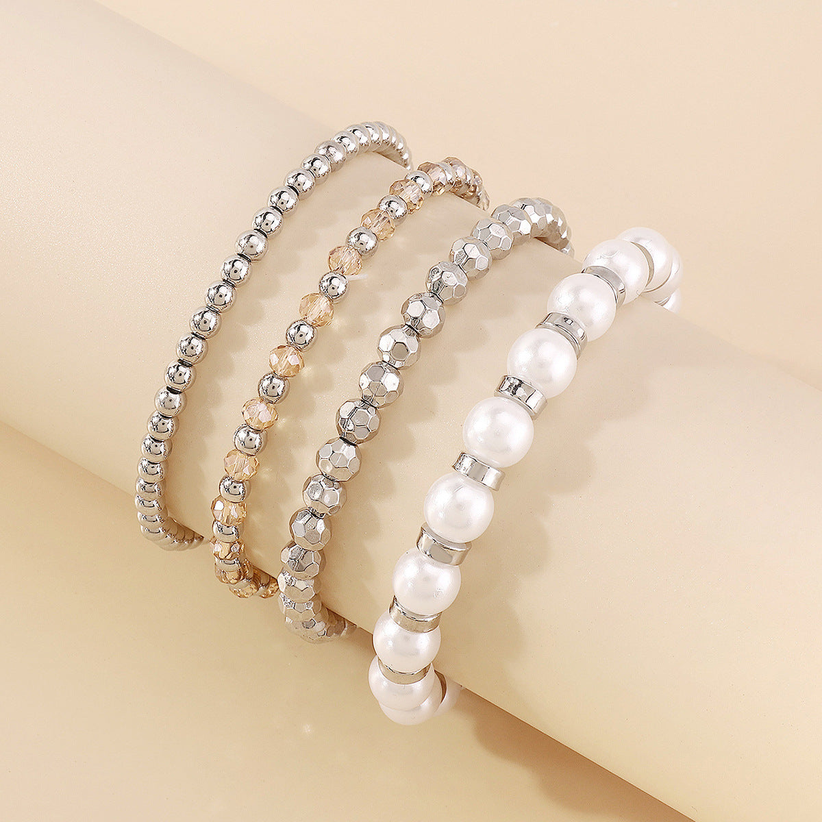 Ig Style Geometric Ccb Imitation Pearl Alloy Beaded Women's Bracelets