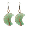 1 Pair Retro Simple Style Moon Tree Patchwork Natural Stone Copper Drop Earrings