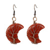 1 Pair Retro Simple Style Moon Tree Patchwork Natural Stone Copper Drop Earrings