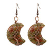 1 Pair Retro Simple Style Moon Tree Patchwork Natural Stone Copper Drop Earrings