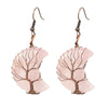 1 Pair Retro Simple Style Moon Tree Patchwork Natural Stone Copper Drop Earrings