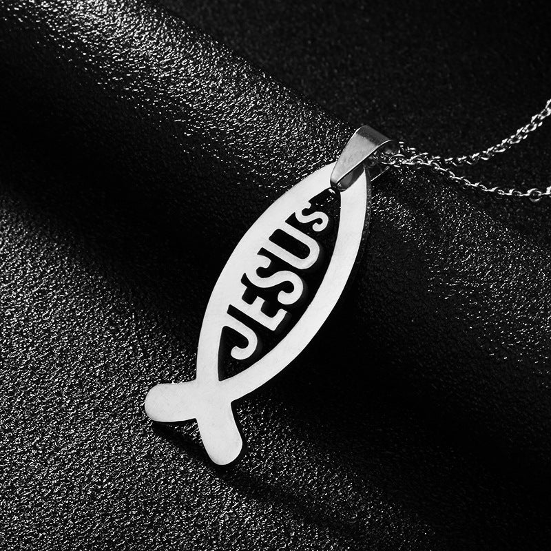 Casual Simple Style Cross Letter Stainless Steel Plating Hollow Out 18k Gold Plated Pendant Necklace Long Necklace