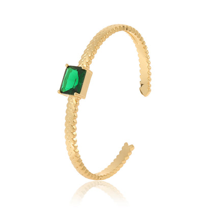 Retro Streetwear Geometric Copper Plating Inlay Zircon Bangle