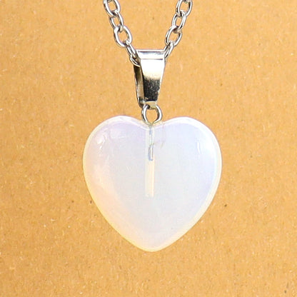 Simple Style Heart Shape Natural Stone Ferroalloy Knitting Pendant Necklace