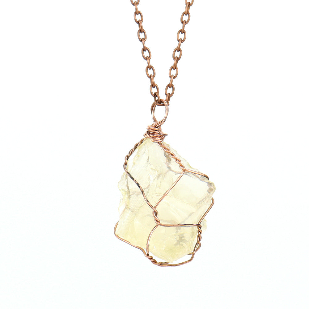 Simple Style Geometric Alloy Natural Stone Knitting Pendant Necklace