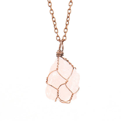 Simple Style Geometric Alloy Natural Stone Knitting Pendant Necklace