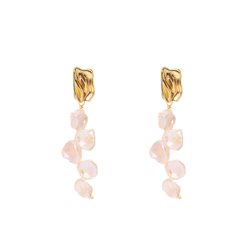 1 Pair Simple Style Classic Style Geometric Freshwater Pearl Copper Drop Earrings