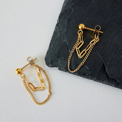 1 Pair Commute Solid Color Plating Chain Titanium Steel Gold Plated Drop Earrings