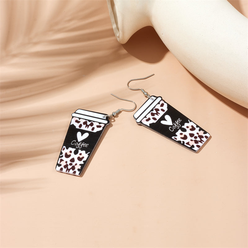 Cartoon Style Cup Leopard Arylic Women's Drop Earrings