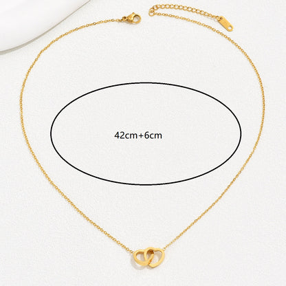 Simple Style Letter Square Heart Shape Stainless Steel Plating Inlay Shell 18k Gold Plated Necklace