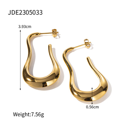 1 Pair Simple Style Artistic U Shape Water Droplets Plating Stainless Steel Gold Plated Ear Studs