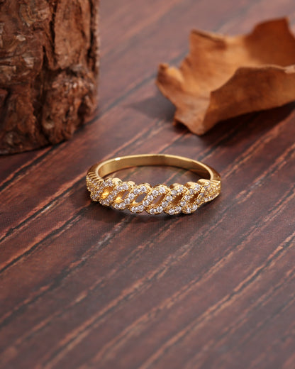 Glam Geometric Copper Plating Inlay Zircon 18k Gold Plated Rings