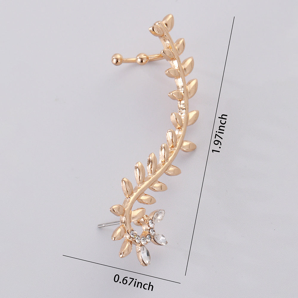 Glam Cute Leaves Alloy Inlay Rhinestones Women's Ear Clips