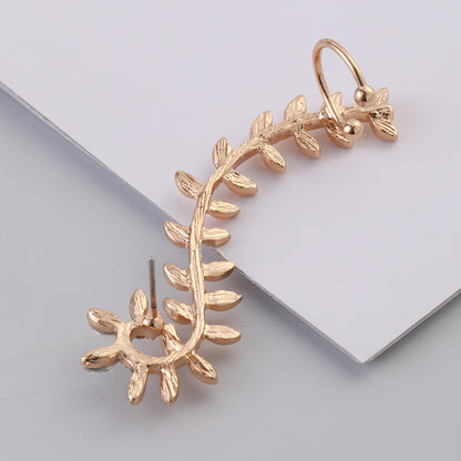 Glam Cute Leaves Alloy Inlay Rhinestones Women's Ear Clips