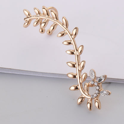 Glam Cute Leaves Alloy Inlay Rhinestones Women's Ear Clips