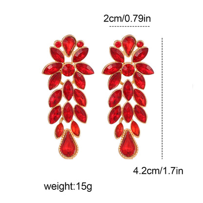 Glam Shiny Geometric Alloy Tassel Inlay Artificial Crystal Women's Drop Earrings