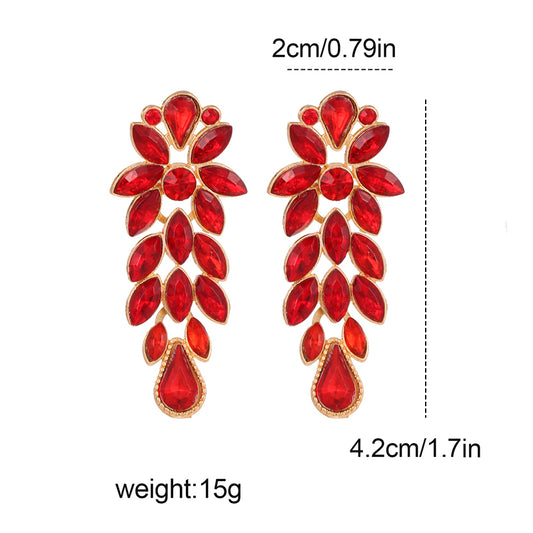 Glam Shiny Geometric Alloy Tassel Inlay Artificial Crystal Women's Drop Earrings