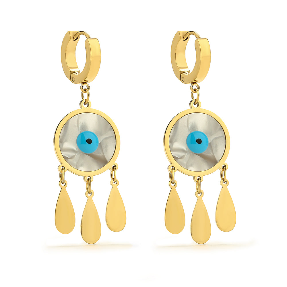 1 Pair Modern Style Artistic Devil's Eye Plating Titanium Steel 18k Gold Plated Drop Earrings