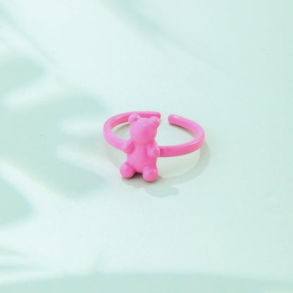 Wholesale Jewelry Cute Bear Alloy Enamel Plating Open Ring