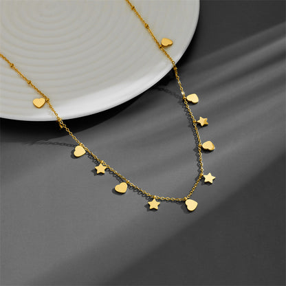 Simple Style Pentagram Heart Shape Titanium Steel Plating 18k Gold Plated Necklace