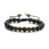 Casual Retro Round Beaded Volcanic Rock Tiger Eye Bracelets