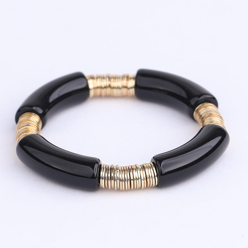 Simple Style Classic Style Round Arylic Metal Wholesale Bracelets